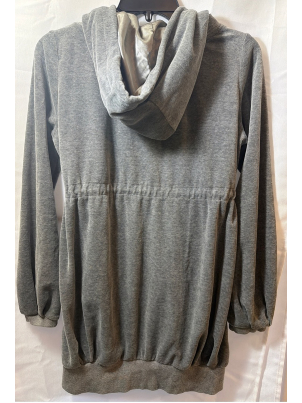Women's IMEI Gray Velour Full-Zip Anorak Hoodie L/XL Athleisure Drawstring Waist - Picture 4 of 8